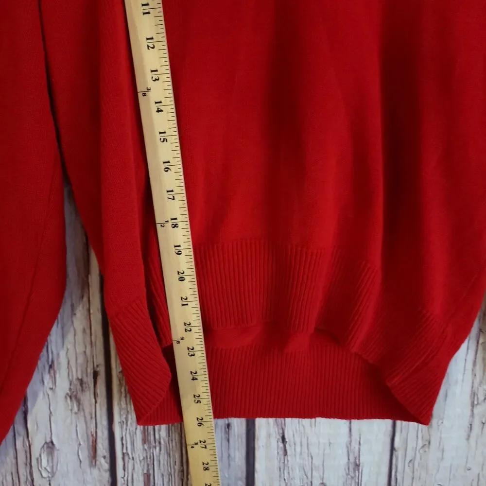 Shuttle United Vintage 90s Airline Sweater Mens Medium V-Neck Red Cotton Knit